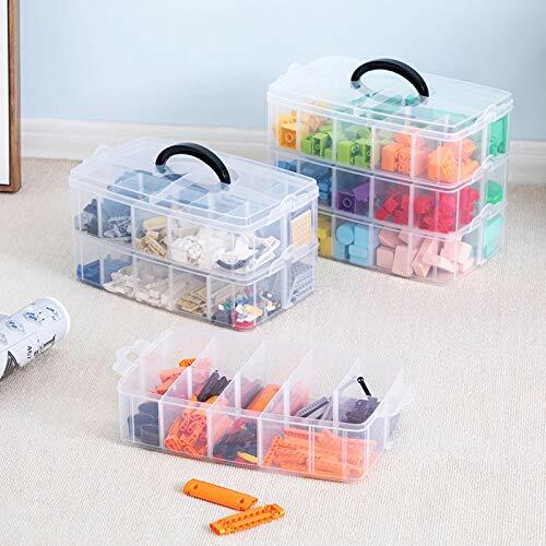 3-Tier Stackable Craft Organizers and Storage Box Plastic with 30 Compartments