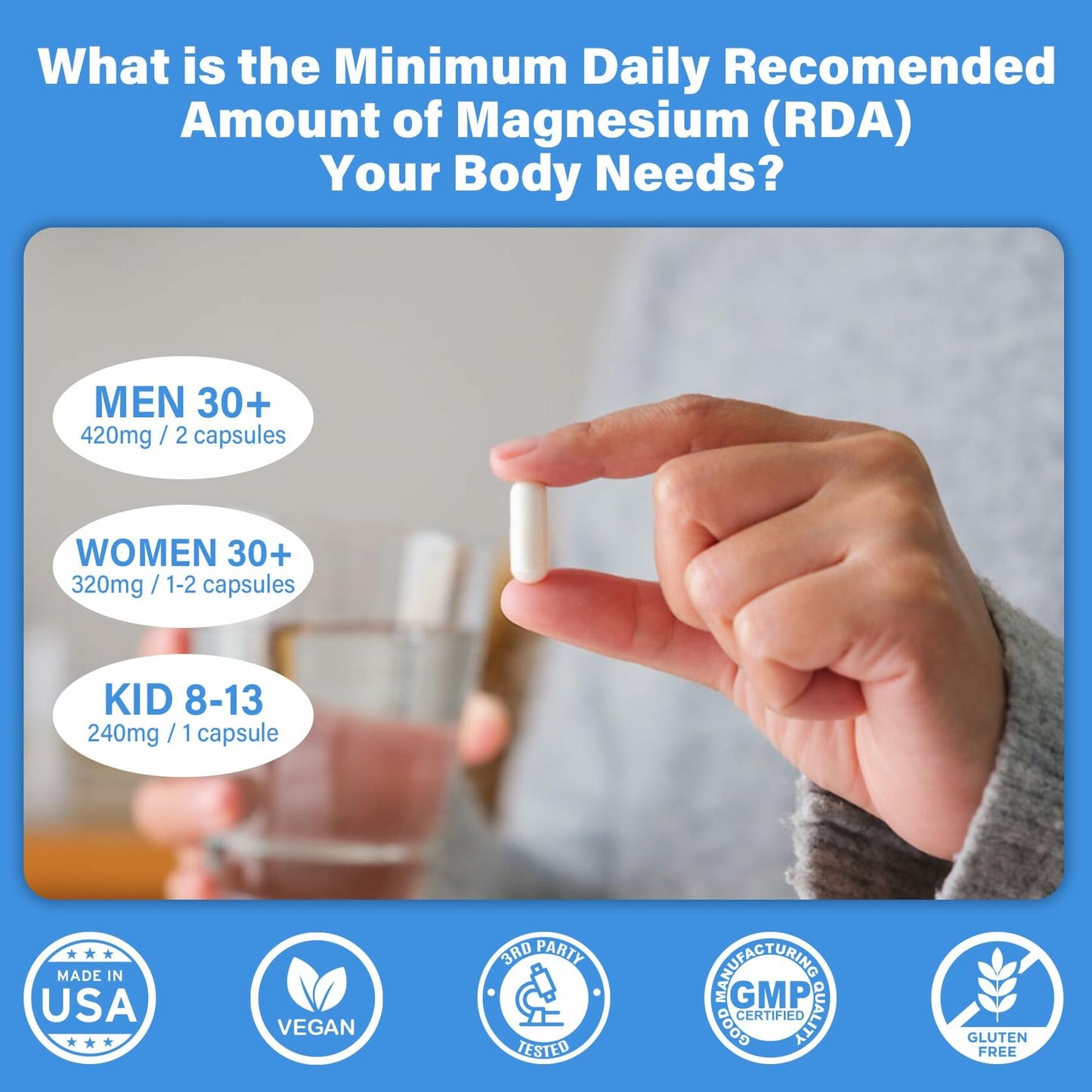 Magnesium Complex Supplement 8 Forms, 500mg Pack of 2, Total 120 Vegan Capsules