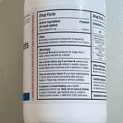 MAJOR Senna Tablets 8.6 mg Natural Vegetable Laxative Ingredient 1000 Tablets 12/2025