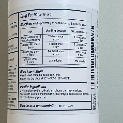 MAJOR Senna Tablets 8.6 mg Natural Vegetable Laxative Ingredient 1000 Tablets 12/2025