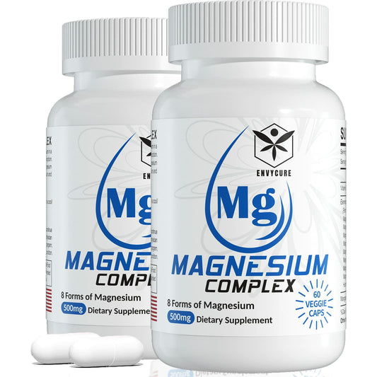 Magnesium Complex Supplement 8 Forms, 500mg Pack of 2, Total 120 Vegan Capsules