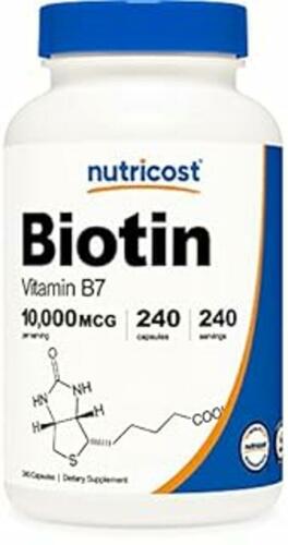 Nutricost Biotin (Vitamin B7) Supplement 10 000mcg (10mg)  240 Capsules EXP 11/25